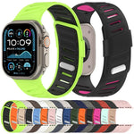 สายรัดนาฬิกาซิลิโคนสองสีระบายอากาศพร้อมหัวเข็มขัดเฉียง สำหรับ Apple Watch 46mm / 49mm / 45mm / 44mm