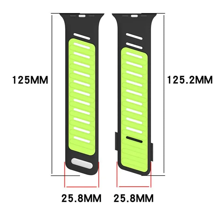 สายรัดนาฬิกาซิลิโคนสองสีระบายอากาศพร้อมหัวเข็มขัดเฉียง สำหรับ Apple Watch 46mm / 49mm / 45mm / 44mm