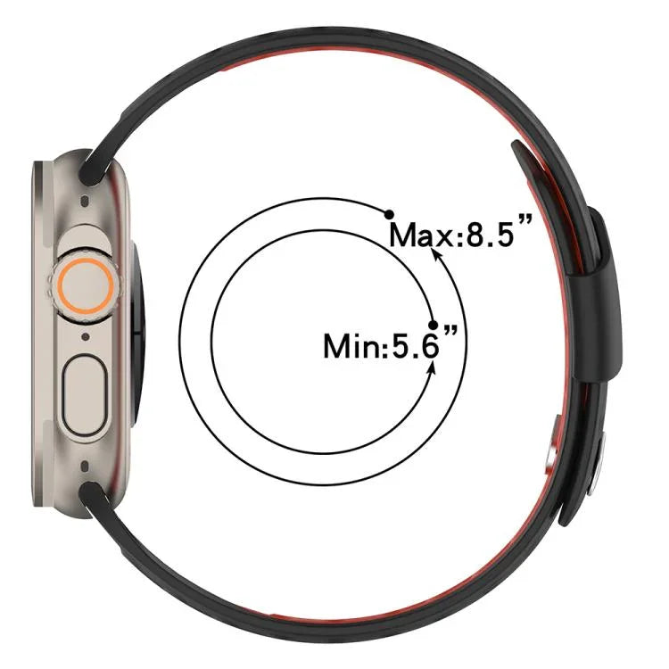 สายรัดนาฬิกาซิลิโคนสองสีระบายอากาศพร้อมหัวเข็มขัดเฉียง สำหรับ Apple Watch 46mm / 49mm / 45mm / 44mm