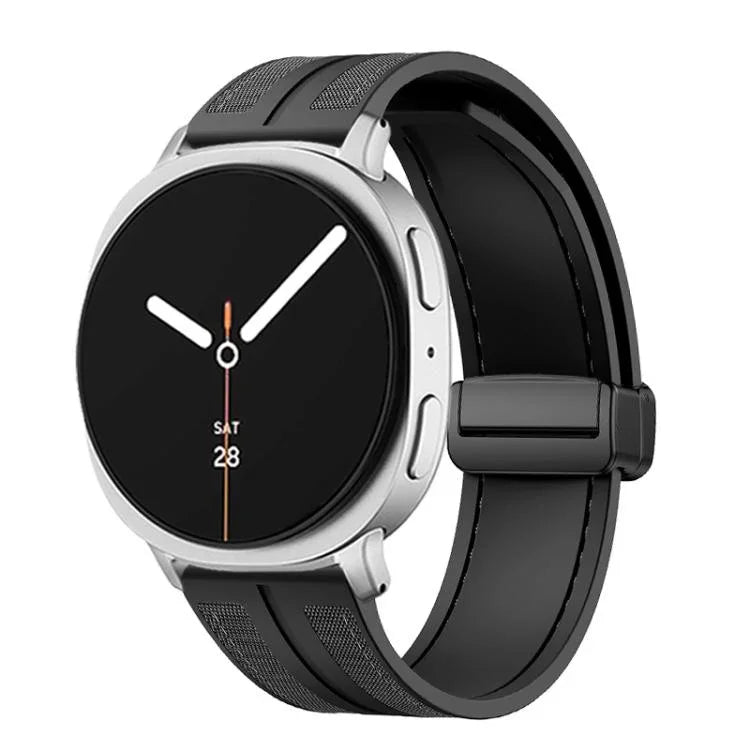 สายไนลอนซิลิโคนไฮบริดหัวเข็มขัดแม่เหล็กพับได้ สำหรับ Samsung Galaxy Watch8 / Watch8 Classic
