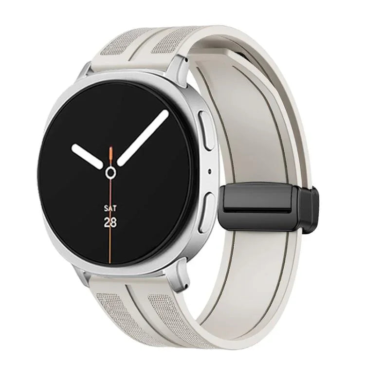 สายไนลอนซิลิโคนไฮบริดหัวเข็มขัดแม่เหล็กพับได้ สำหรับ Samsung Galaxy Watch8 / Watch8 Classic