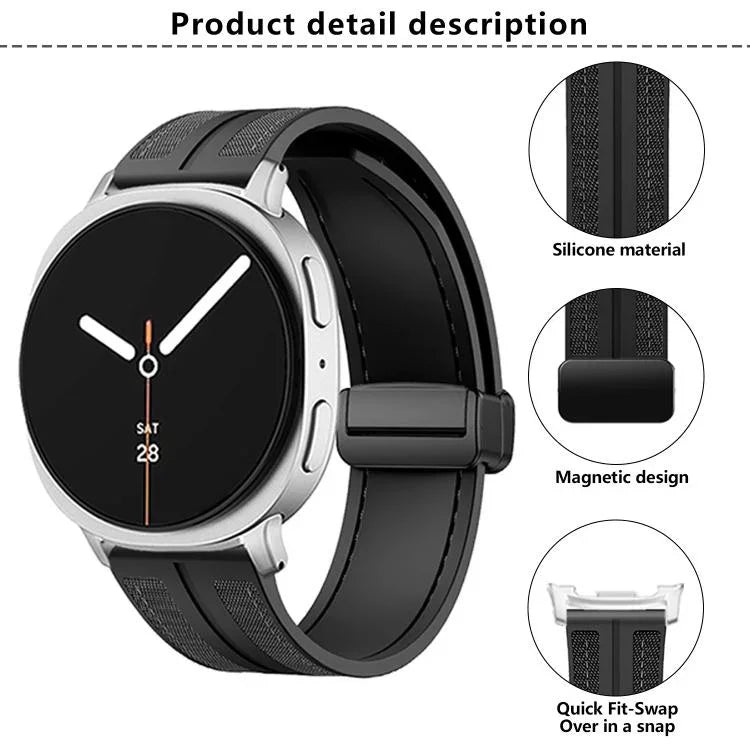 สายไนลอนซิลิโคนไฮบริดหัวเข็มขัดแม่เหล็กพับได้ สำหรับ Samsung Galaxy Watch8 / Watch8 Classic
