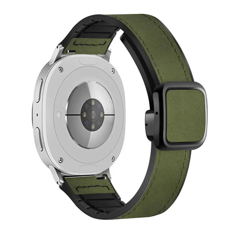 สายซิลิโคนหนังหัวเข็มขัดแม่เหล็กสี่เหลี่ยม สำหรับ Samsung Galaxy Watch8 / Watch8 Classic