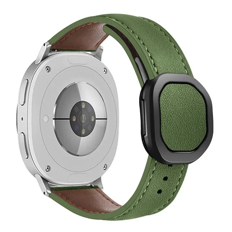 สายหนังแท้หัวเข็มขัดแม่เหล็กพับได้ สำหรับ Samsung Galaxy Watch8 / Watch8 Classic