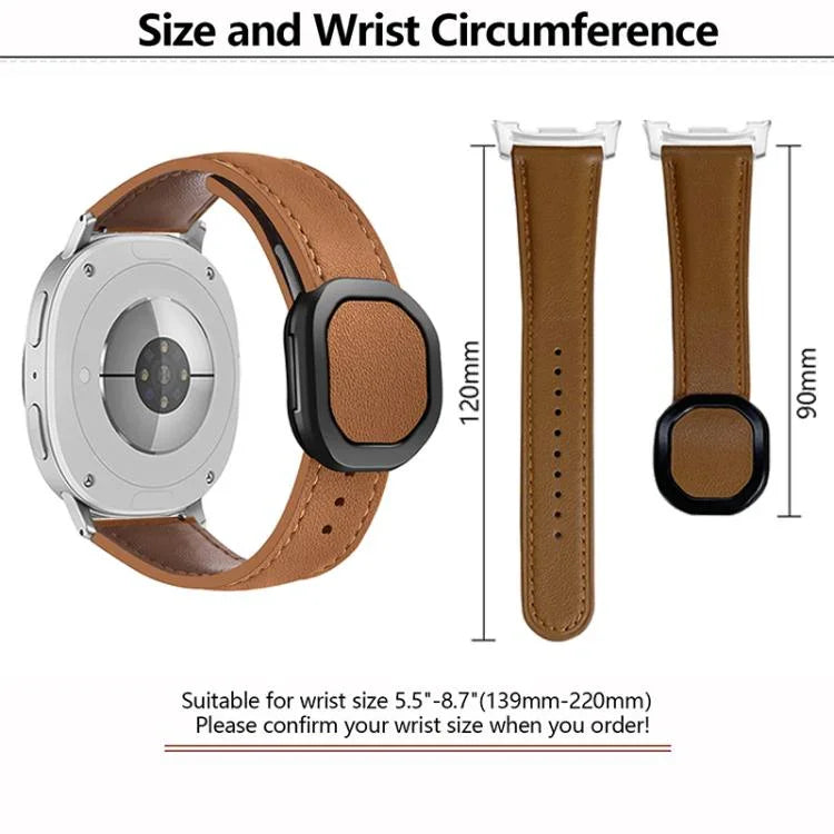 สายหนังแท้หัวเข็มขัดแม่เหล็กพับได้ สำหรับ Samsung Galaxy Watch8 / Watch8 Classic