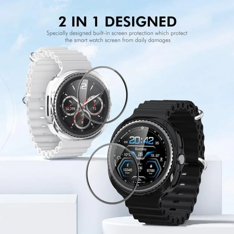 เคส ENKAY Hat-Prince 2 in 1 ชุบไฟฟ้านุ่ม TPU พร้อมฟิล์มนุ่ม PMMA ครอบคลุมเต็ม สำหรับ Samsung Galaxy Watch8 Classic 46มม.