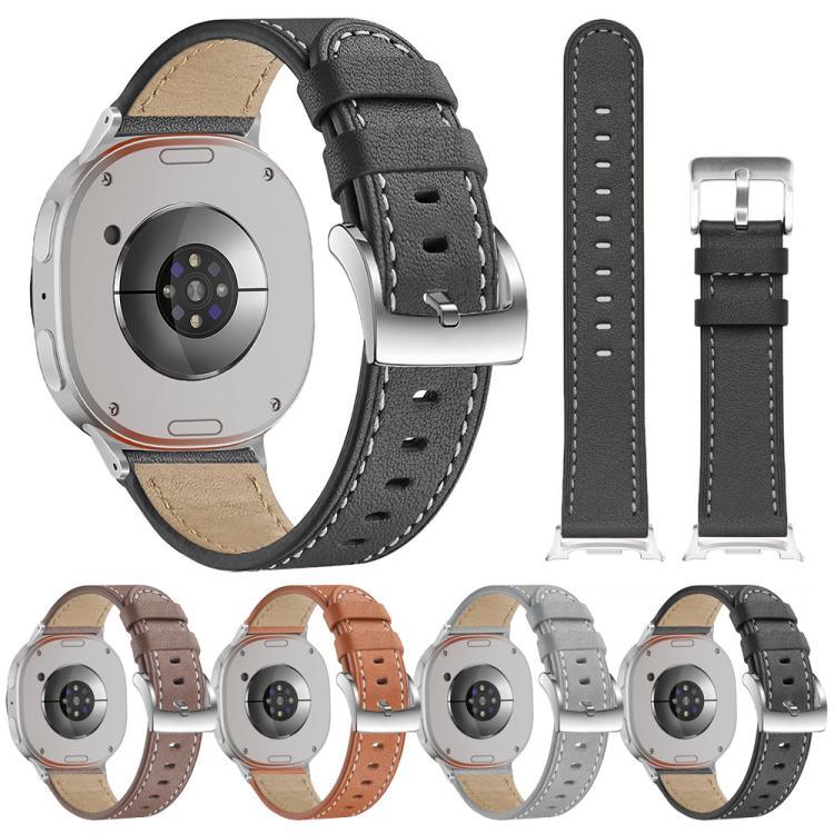 สายรัดนาฬิกาหนังแบบหัวเข็มขัดสี่เหลี่ยมปลายกลม สำหรับ Samsung Galaxy Watch8 / Watch8 Classic