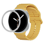 สายรัดนาฬิกาซิลิโคนขอบลายเพชรพร้อมหัวเข็มขัดสีเย็บลายคลื่น สำหรับ Samsung Galaxy Watch8 44 มม. และ 40 มม.