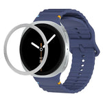 สายรัดนาฬิกาซิลิโคนขอบลายเพชรพร้อมหัวเข็มขัดสีเย็บลายคลื่น สำหรับ Samsung Galaxy Watch8 44 มม. และ 40 มม.
