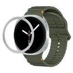 สายรัดนาฬิกาซิลิโคนขอบลายเพชรพร้อมหัวเข็มขัดสีเย็บลายคลื่น สำหรับ Samsung Galaxy Watch8 44 มม. และ 40 มม.