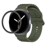 สายรัดนาฬิกาซิลิโคนขอบลายเพชรพร้อมหัวเข็มขัดสีเย็บลายคลื่น สำหรับ Samsung Galaxy Watch8 44 มม. และ 40 มม.