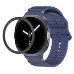 สายรัดนาฬิกาซิลิโคนขอบลายเพชรพร้อมหัวเข็มขัดสีเย็บลายคลื่น สำหรับ Samsung Galaxy Watch8 44 มม. และ 40 มม.