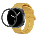 สายรัดนาฬิกาซิลิโคนขอบลายเพชรพร้อมหัวเข็มขัดสีเย็บลายคลื่น สำหรับ Samsung Galaxy Watch8 44 มม. และ 40 มม.