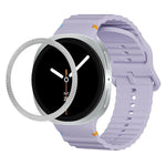 สายรัดนาฬิกาซิลิโคนขอบลายเพชรพร้อมหัวเข็มขัดสีเย็บลายคลื่น สำหรับ Samsung Galaxy Watch8 44 มม. และ 40 มม.