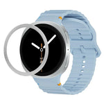 สายรัดนาฬิกาซิลิโคนขอบลายเพชรพร้อมหัวเข็มขัดสีเย็บลายคลื่น สำหรับ Samsung Galaxy Watch8 44 มม. และ 40 มม.