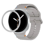 สายรัดนาฬิกาซิลิโคนขอบลายเพชรพร้อมหัวเข็มขัดสีเย็บลายคลื่น สำหรับ Samsung Galaxy Watch8 44 มม. และ 40 มม.
