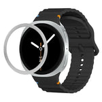 สายรัดนาฬิกาซิลิโคนขอบลายเพชรพร้อมหัวเข็มขัดสีเย็บลายคลื่น สำหรับ Samsung Galaxy Watch8 44 มม. และ 40 มม.