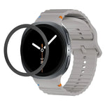 สายรัดนาฬิกาซิลิโคนขอบลายเพชรพร้อมหัวเข็มขัดสีเย็บลายคลื่น สำหรับ Samsung Galaxy Watch8 44 มม. และ 40 มม.