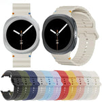 สายรัดนาฬิกาซิลิโคนขอบลายเพชรพร้อมหัวเข็มขัดสีเย็บลายคลื่น สำหรับ Samsung Galaxy Watch8 44 มม. และ 40 มม.