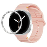 สายรัดนาฬิกาซิลิโคนขอบเพชรพร้อมหัวเข็มขัดสีเย็บลายคลื่น สำหรับ Samsung Galaxy Watch8 44 มม. และ 40 มม.