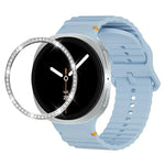 สายรัดนาฬิกาซิลิโคนขอบเพชรพร้อมหัวเข็มขัดสีเย็บลายคลื่น สำหรับ Samsung Galaxy Watch8 44 มม. และ 40 มม.