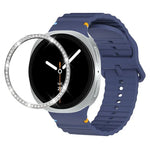 สายรัดนาฬิกาซิลิโคนขอบเพชรพร้อมหัวเข็มขัดสีเย็บลายคลื่น สำหรับ Samsung Galaxy Watch8 44 มม. และ 40 มม.