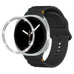 สายรัดนาฬิกาซิลิโคนขอบเพชรพร้อมหัวเข็มขัดสีเย็บลายคลื่น สำหรับ Samsung Galaxy Watch8 44 มม. และ 40 มม.