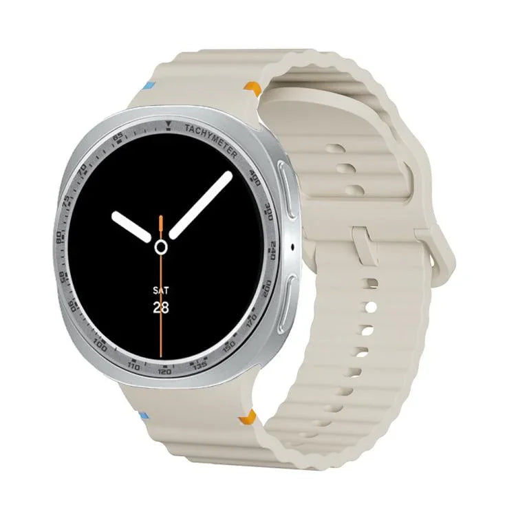 สายรัดนาฬิกาซิลิโคนขอบสปีดพร้อมหัวเข็มขัดสีเย็บลายคลื่น สำหรับ Samsung Galaxy Watch8 44 มม. และ 40 มม.
