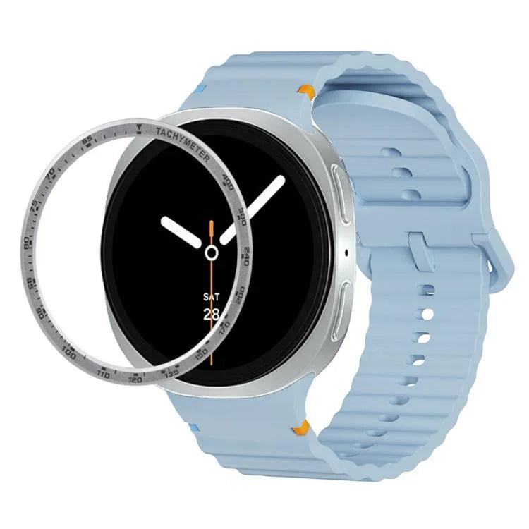 สายรัดนาฬิกาซิลิโคนขอบสปีดพร้อมหัวเข็มขัดสีเย็บลายคลื่น สำหรับ Samsung Galaxy Watch8 44 มม. และ 40 มม.