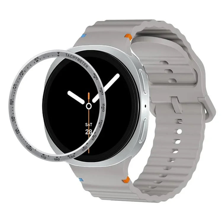 สายรัดนาฬิกาซิลิโคนขอบสปีดพร้อมหัวเข็มขัดสีเย็บลายคลื่น สำหรับ Samsung Galaxy Watch8 44 มม. และ 40 มม.