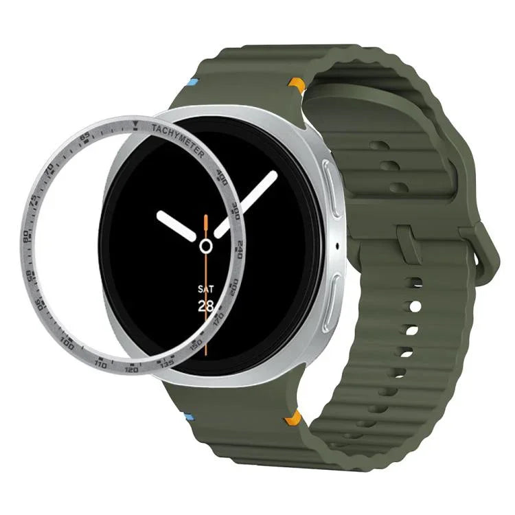 สายรัดนาฬิกาซิลิโคนขอบสปีดพร้อมหัวเข็มขัดสีเย็บลายคลื่น สำหรับ Samsung Galaxy Watch8 44 มม. และ 40 มม.