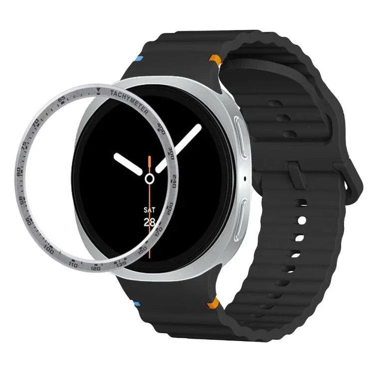 สายรัดนาฬิกาซิลิโคนขอบสปีดพร้อมหัวเข็มขัดสีเย็บลายคลื่น สำหรับ Samsung Galaxy Watch8 44 มม. และ 40 มม.