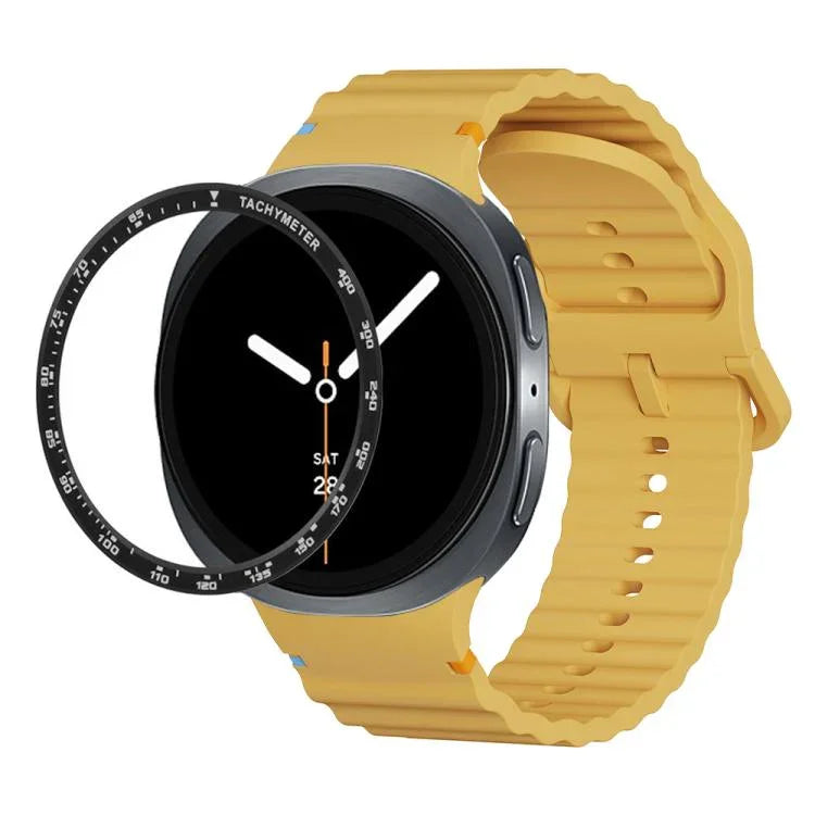 สายรัดนาฬิกาซิลิโคนขอบสปีดพร้อมหัวเข็มขัดสีเย็บลายคลื่น สำหรับ Samsung Galaxy Watch8 44 มม. และ 40 มม.