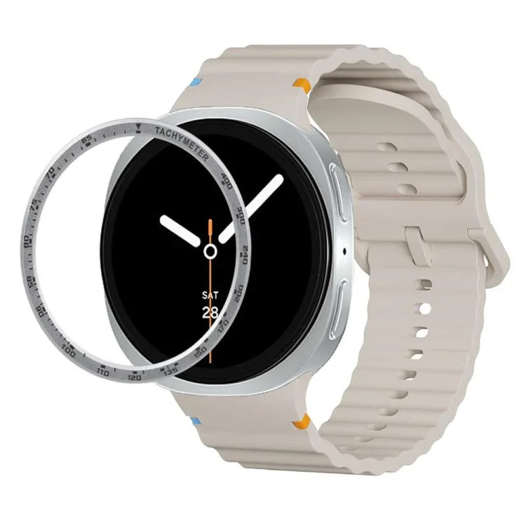 สายรัดนาฬิกาซิลิโคนขอบสปีดพร้อมหัวเข็มขัดสีเย็บลายคลื่น สำหรับ Samsung Galaxy Watch8 44 มม. และ 40 มม.