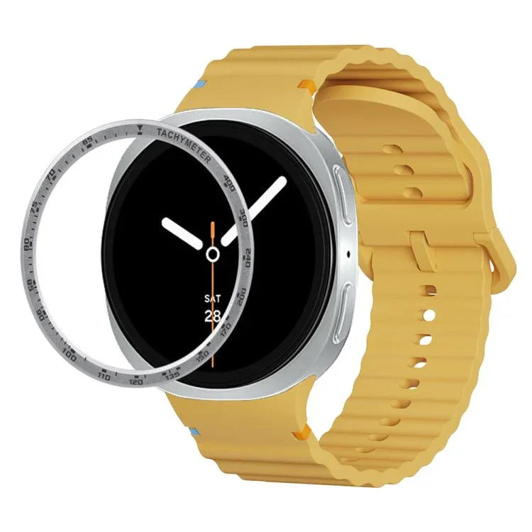 สายรัดนาฬิกาซิลิโคนขอบสปีดพร้อมหัวเข็มขัดสีเย็บลายคลื่น สำหรับ Samsung Galaxy Watch8 44 มม. และ 40 มม.