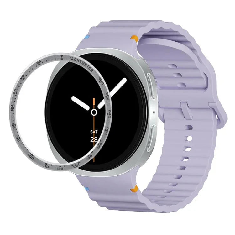 สายรัดนาฬิกาซิลิโคนขอบสปีดพร้อมหัวเข็มขัดสีเย็บลายคลื่น สำหรับ Samsung Galaxy Watch8 44 มม. และ 40 มม.