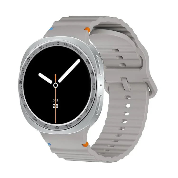 สายรัดนาฬิกาซิลิโคนขอบสปีดพร้อมหัวเข็มขัดสีเย็บลายคลื่น สำหรับ Samsung Galaxy Watch8 44 มม. และ 40 มม.