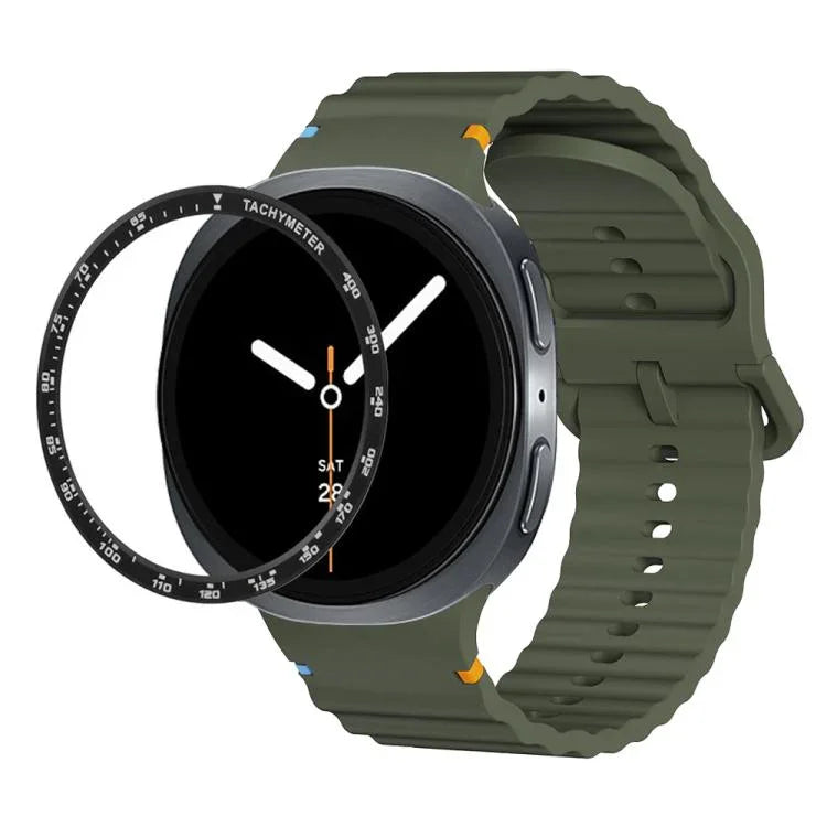 สายรัดนาฬิกาซิลิโคนขอบสปีดพร้อมหัวเข็มขัดสีเย็บลายคลื่น สำหรับ Samsung Galaxy Watch8 44 มม. และ 40 มม.