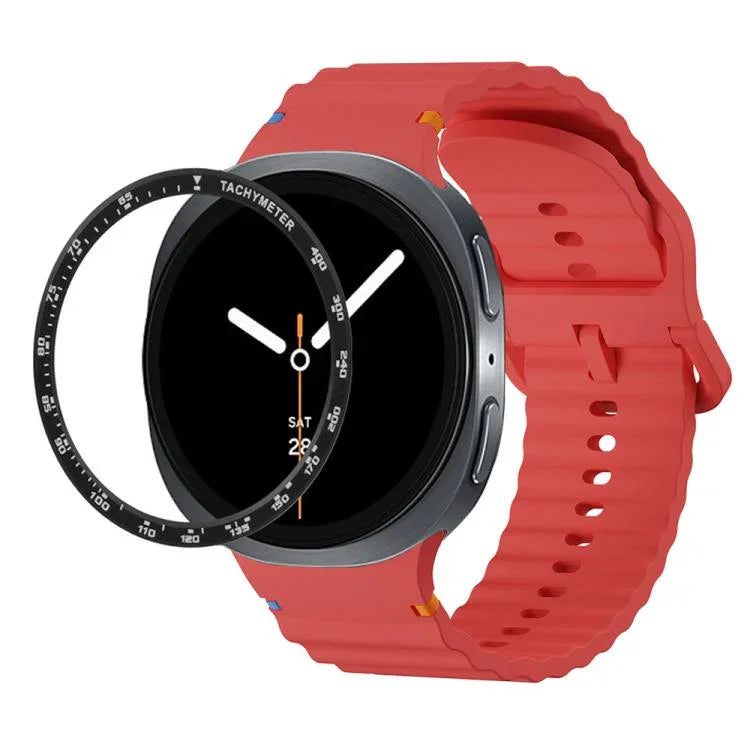 สายรัดนาฬิกาซิลิโคนขอบสปีดพร้อมหัวเข็มขัดสีเย็บลายคลื่น สำหรับ Samsung Galaxy Watch8 44 มม. และ 40 มม.