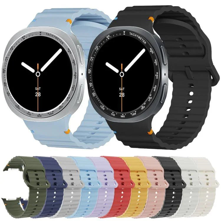 สายรัดนาฬิกาซิลิโคนขอบสปีดพร้อมหัวเข็มขัดสีเย็บลายคลื่น สำหรับ Samsung Galaxy Watch8 44 มม. และ 40 มม.