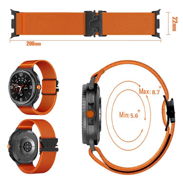 สายรัดนาฬิกาไนลอนยืดหยุ่นแบบหัวเข็มขัดร่มชูชีพ สำหรับ Samsung Galaxy Watch8 / Watch8 Classic