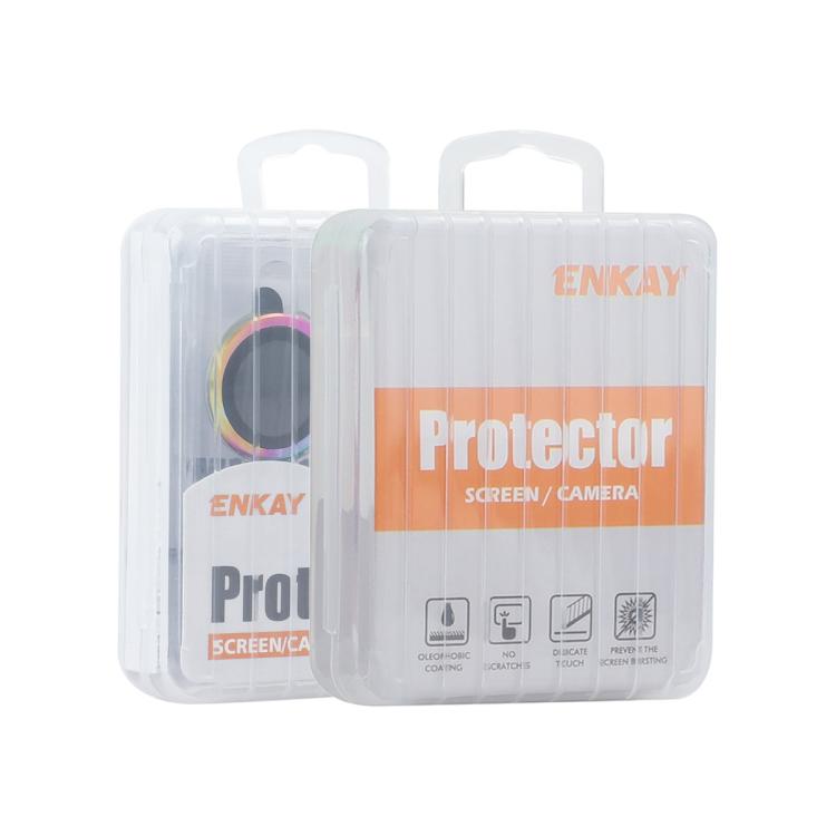 ENKAY Anti-reflection Camera Lens Brushed Aluminium Alloy Tempered Glass Film, For iPhone 17