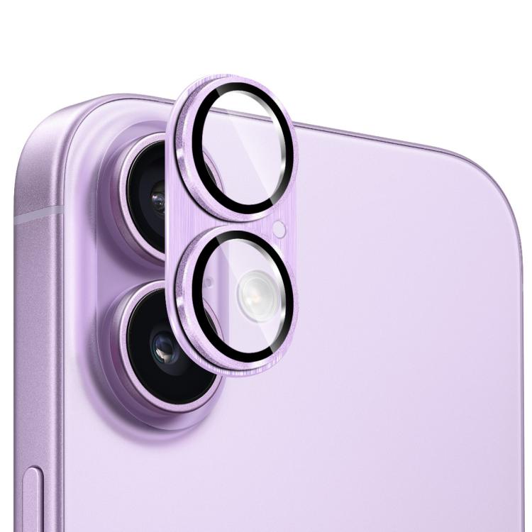 ENKAY Anti-reflection Camera Lens Brushed Aluminium Alloy Tempered Glass Film, For iPhone 17