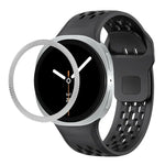 สายรัดนาฬิกาซิลิโคนขอบลายเพชรพร้อมหัวเข็มขัดสีดำ สำหรับ Samsung Galaxy Watch8 44 มม. และ 40 มม.