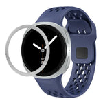 สายรัดนาฬิกาซิลิโคนขอบลายเพชรพร้อมหัวเข็มขัดสีดำ สำหรับ Samsung Galaxy Watch8 44 มม. และ 40 มม.