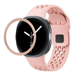 สายรัดนาฬิกาซิลิโคนขอบลายเพชรพร้อมหัวเข็มขัดสีดำ สำหรับ Samsung Galaxy Watch8 44 มม. และ 40 มม.
