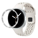 สายรัดนาฬิกาซิลิโคนขอบเพชรพร้อมหัวเข็มขัดสีดำ สำหรับ Samsung Galaxy Watch8 44 มม. และ 40 มม.