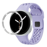 สายรัดนาฬิกาซิลิโคนขอบเพชรพร้อมหัวเข็มขัดสีดำ สำหรับ Samsung Galaxy Watch8 44 มม. และ 40 มม.