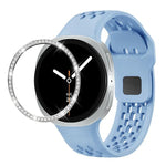 สายรัดนาฬิกาซิลิโคนขอบเพชรพร้อมหัวเข็มขัดสีดำ สำหรับ Samsung Galaxy Watch8 44 มม. และ 40 มม.