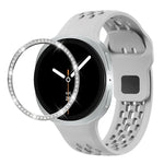 สายรัดนาฬิกาซิลิโคนขอบเพชรพร้อมหัวเข็มขัดสีดำ สำหรับ Samsung Galaxy Watch8 44 มม. และ 40 มม.